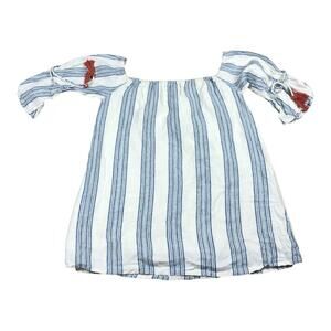 TULAROSA Blue White Striped Off Shoulder Linen Mini Dress Sara Size Medium